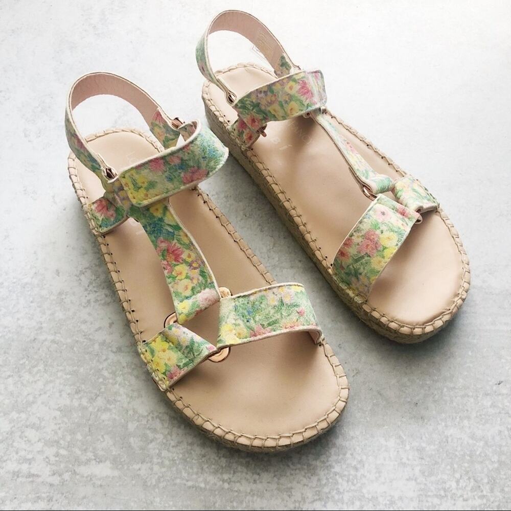 LoveShackFancy Loves Manebi Espadrille Sandal in Rainbow Skies Floral Print NEW